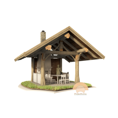 Беседка из бревен post and beam